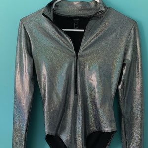Holographic zip-up body suit